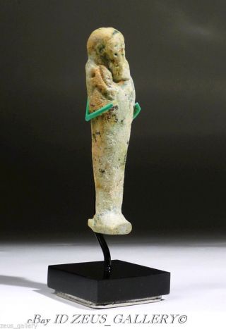 Ancient Egyptian Ushabti Green Glazed Faience Mummy Figure Amulet photo