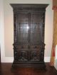 Antique French Carved Oak Gothic Renaissance Revival Bookcase Cabinet 19th C 1800-1899 photo 2
