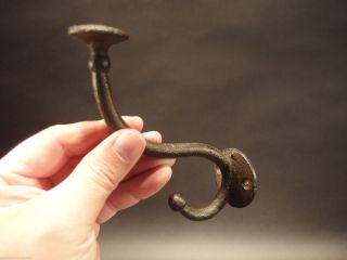 Antique Primitive Vintage Style Wall Hook Bracket Coat Victoria Cast Iron Hanger photo
