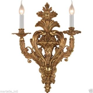 Sconce Lamp Solid Bronze & Gold Leafed Light Detailed By Hand New photo