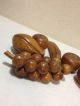 Vintage Monkey Pod Wood Fruit Set 6 Hand Carved Fruits Bowls photo 2