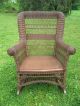 Antique Natural Wicker Classic Rolled Arm Rocker Circa 1890 ' S 1800-1899 photo 2