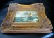 Small Antique Seascape Oil Painting On Wood Gilded Ornate Frame Other photo 1