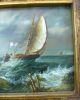 Small Antique Seascape Oil Painting On Wood Gilded Ornate Frame Other photo 6