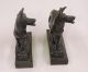 Antique Signed Paul Herzel Bronze German Shepherd Sculpture Bookends Metalware photo 1