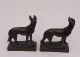 Antique Signed Paul Herzel Bronze German Shepherd Sculpture Bookends Metalware photo 2