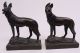 Antique Signed Paul Herzel Bronze German Shepherd Sculpture Bookends Metalware photo 5