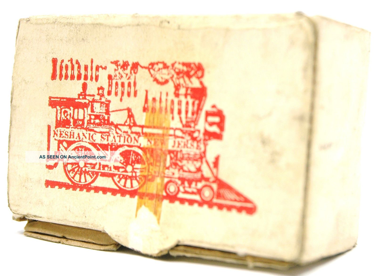 Vintage Cardboard Box With Railroad Train Steam Engine 