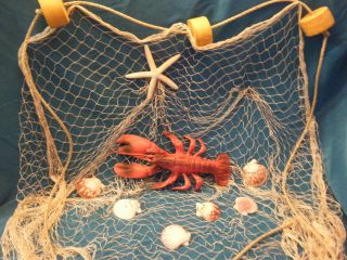 6 ' X 8 ' Fishing Net Sea Shells Starfish Home Decor Lobster,  Ocean Theme photo