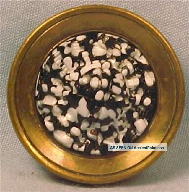 Antique Victorian Drum Button Black & White Glass Jewel Style Buttons photo