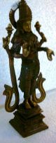 Traditional Laxmi Lakshmi Meenakshi Hindu Goddess For Wealth Standing Brass India photo 2