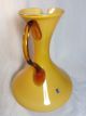 Mid Century Italy Hand Blown Pitcher Carafe Yellow Amber Handled Mid-Century Modernism photo 5