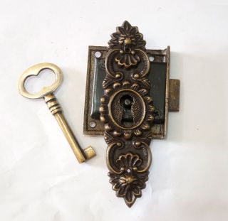 Set Vintage Victorian Artistic Keyhole With Antique Key Lock And Skeleton Keys photo