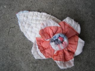 Shabby Flower Vintage Chic 3 - 5inch,  Country,  Fabric Flower/ Quilt/ Coral photo