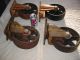 4 Antique Matching Nos Cast Iron Industrial Caster Cart Wheels Other photo 2