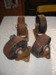 4 Antique Matching Nos Cast Iron Industrial Caster Cart Wheels Other photo 8