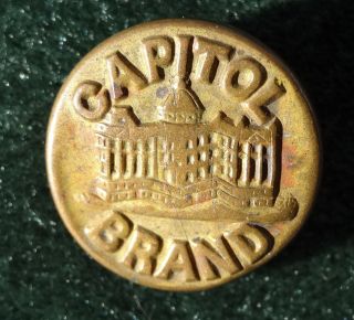 Antique Brass Button: Capitol Brand,  Metal,  Mens Work Workwear? Uniform? Rare photo