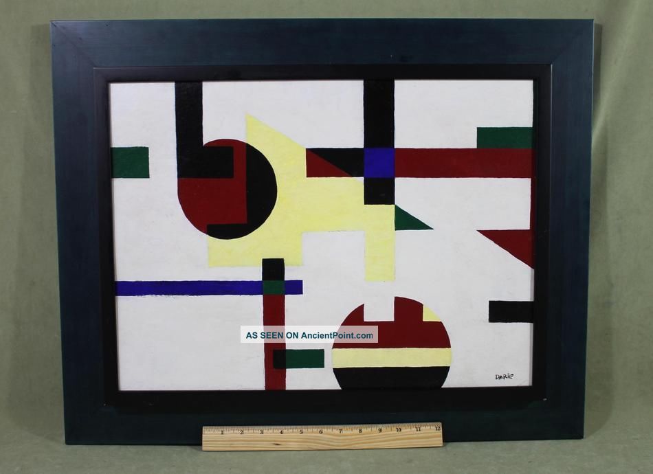 Authentic Cubian Sandu Darie Mid - Century Modern Geometric Abstract Oil Painting Mid-Century Modernism photo