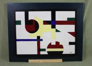 Authentic Cubian Sandu Darie Mid - Century Modern Geometric Abstract Oil Painting photo