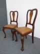 Two Brown Leather Chippendale Style Carved Wood Accent Chairs W Ball & Claw Feet Post-1950 photo 2
