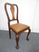 Two Brown Leather Chippendale Style Carved Wood Accent Chairs W Ball & Claw Feet Post-1950 photo 4