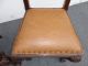 Two Brown Leather Chippendale Style Carved Wood Accent Chairs W Ball & Claw Feet Post-1950 photo 7