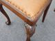 Two Brown Leather Chippendale Style Carved Wood Accent Chairs W Ball & Claw Feet Post-1950 photo 8