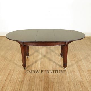 6ft Antique Mahogany Extendable Oval Dining Table W/ Leaf & Casters C1910 photo