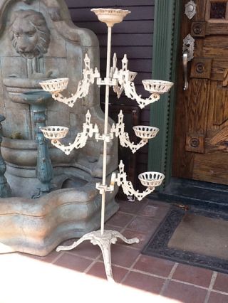 Antique Victorian Pedestal Plant Stand Cast Iron Articulating Flower Pot Holder photo