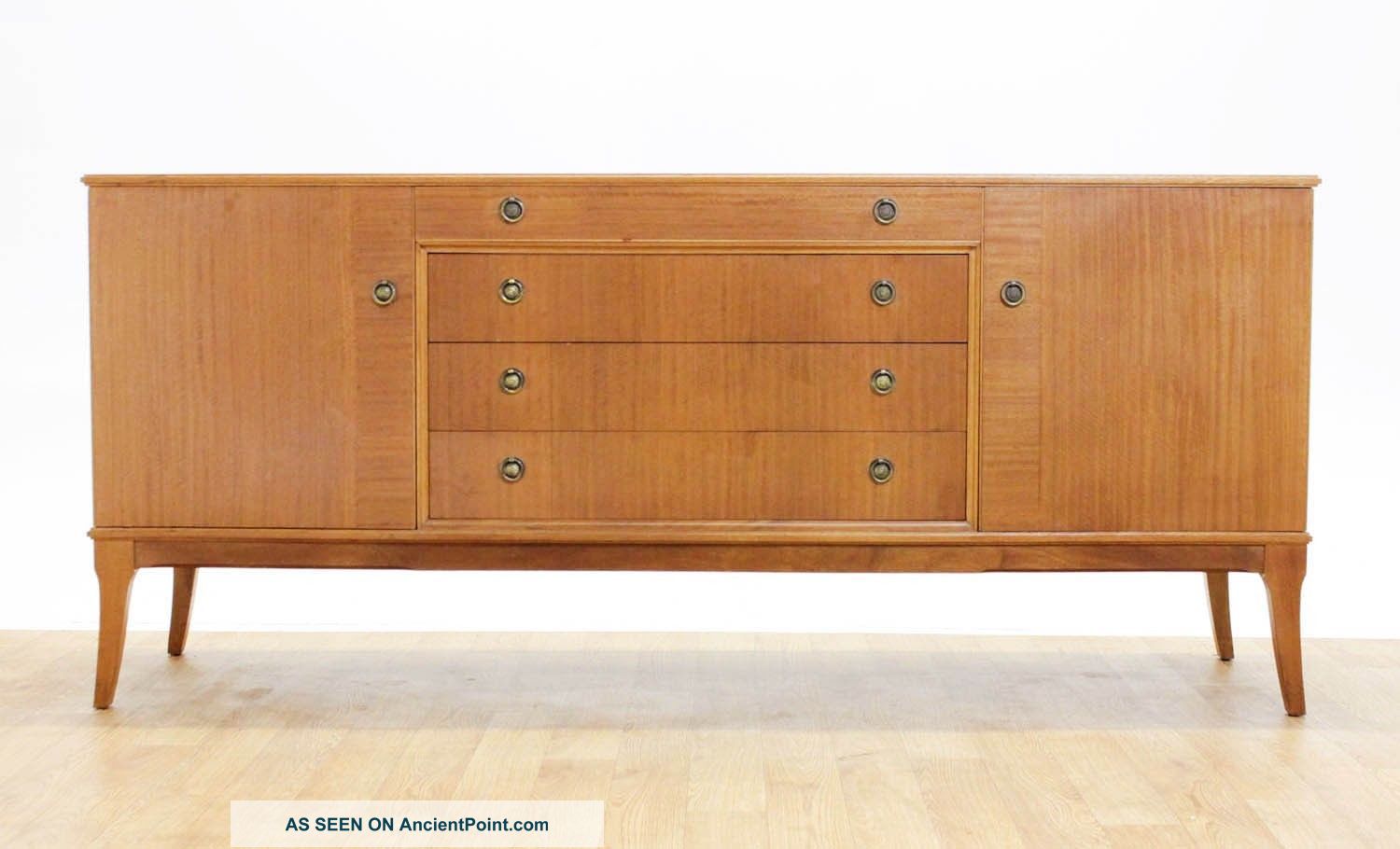 Mid Century 6ft Splayed Leg Credenza/media Cabinet.  Oak Veneer By Beithcraft. Post-1950 photo