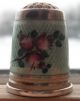 Antique 935 Sterling Silver Thimble Size 6 Enamel With Roses And Amber Top Thimbles photo 9