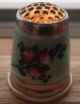 Antique 935 Sterling Silver Thimble Size 6 Enamel With Roses And Amber Top Thimbles photo 10