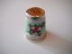 Antique 935 Sterling Silver Thimble Size 6 Enamel With Roses And Amber Top Thimbles photo 7