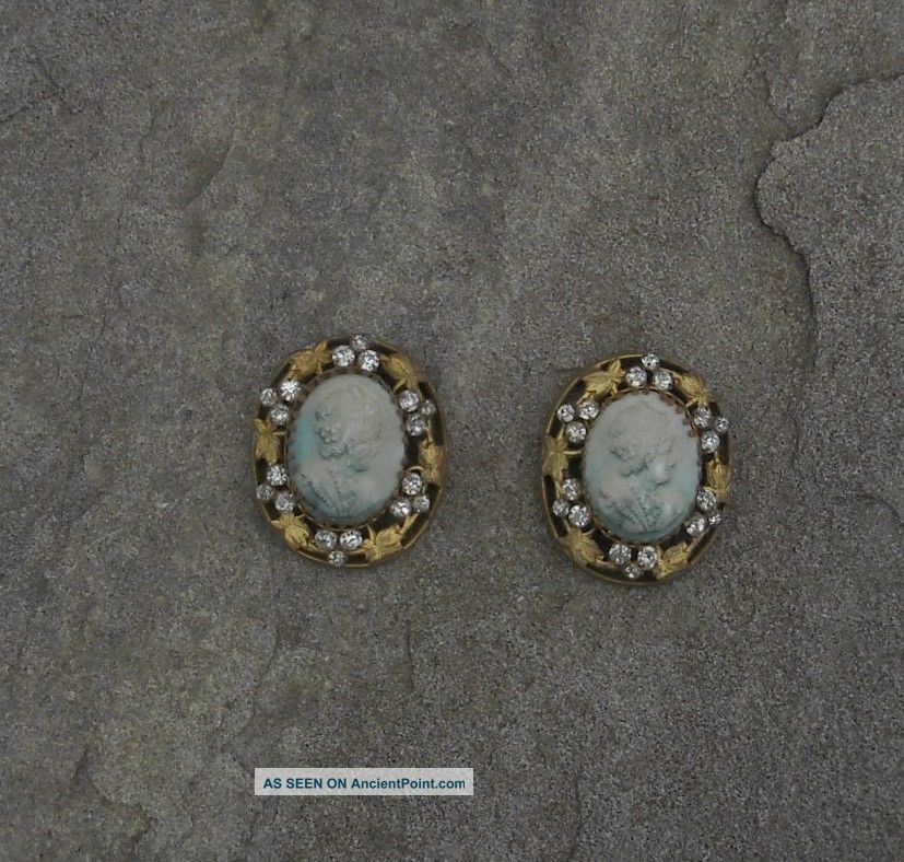 Antique Cameo And Paste Cloak Closure Buttons F. Buttons photo