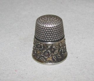 Antique Ketcham & Mcdougall Sterling Silver Wild Roses Thimble Size 8 1900 ' S photo