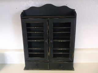 Primitive Style Handmade Black Distressed Spice Rack photo