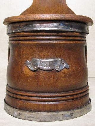 Primitive Barrel Shape Hardwood Salt Box Hanger Vintage Antique C1900 photo