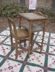 Antique,  Vintage Charming 2 Pc Wooden,  Telephone Table W/shelf & Chair, 1900-1950 photo 1