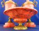 Marble Garniture Set Ormolu Bronze Mounts Urns Centre Piece Red Coral Colour Other photo 1