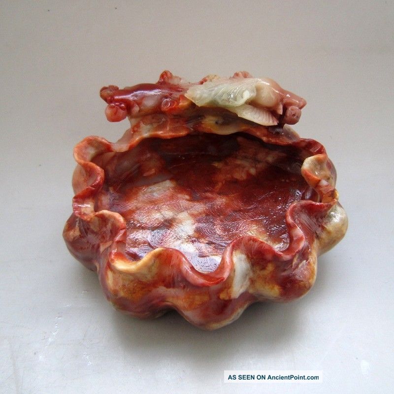 100%natural Hand - Carved Chinese Shoushan Stone Goldfish Brush Washers Other photo