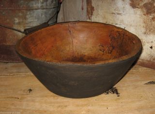 Big Dough Bowl Black Table Centerpiece Hand Carved Wood Style Primitive Decor photo