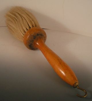 Antique Primitive Turned Wood Handle Brush Horse Hair photo