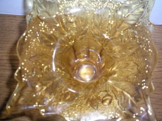 Honey Amber Glass Art Deco Oak Leafs And Acorn Pattern Vase photo