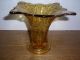 Honey Amber Glass Art Deco Oak Leafs And Acorn Pattern Vase Vases photo 1