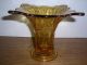 Honey Amber Glass Art Deco Oak Leafs And Acorn Pattern Vase Vases photo 6