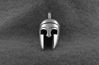 Gladiator,  Spartan Helmet Pendant Solid Sterling Silver.  Free Silver Chain photo