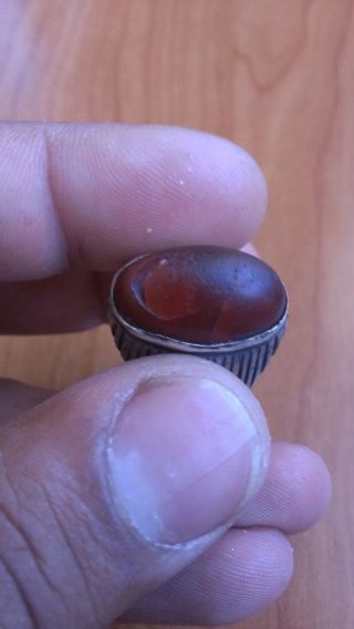 Antique 150 Year Sterling Silver Islamic Yemen Red Kapidy Agate - Aqeeq Men Ring photo