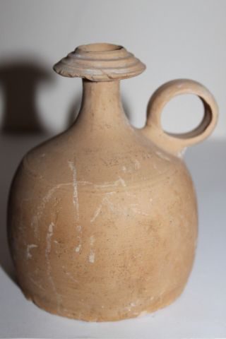 Ancient Greek Votive Pottery Guttus Oil Lamp Filler Flask 4th Century Bc photo