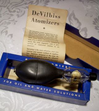 Antique Devilbiss Glass Nose Oil Water Atomizer No31 Orig Box & Instructions Usa photo