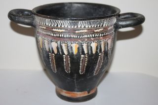 Large Ancient Gnathian Skyphos Greek Pottery 4th Bc Wine Cup photo